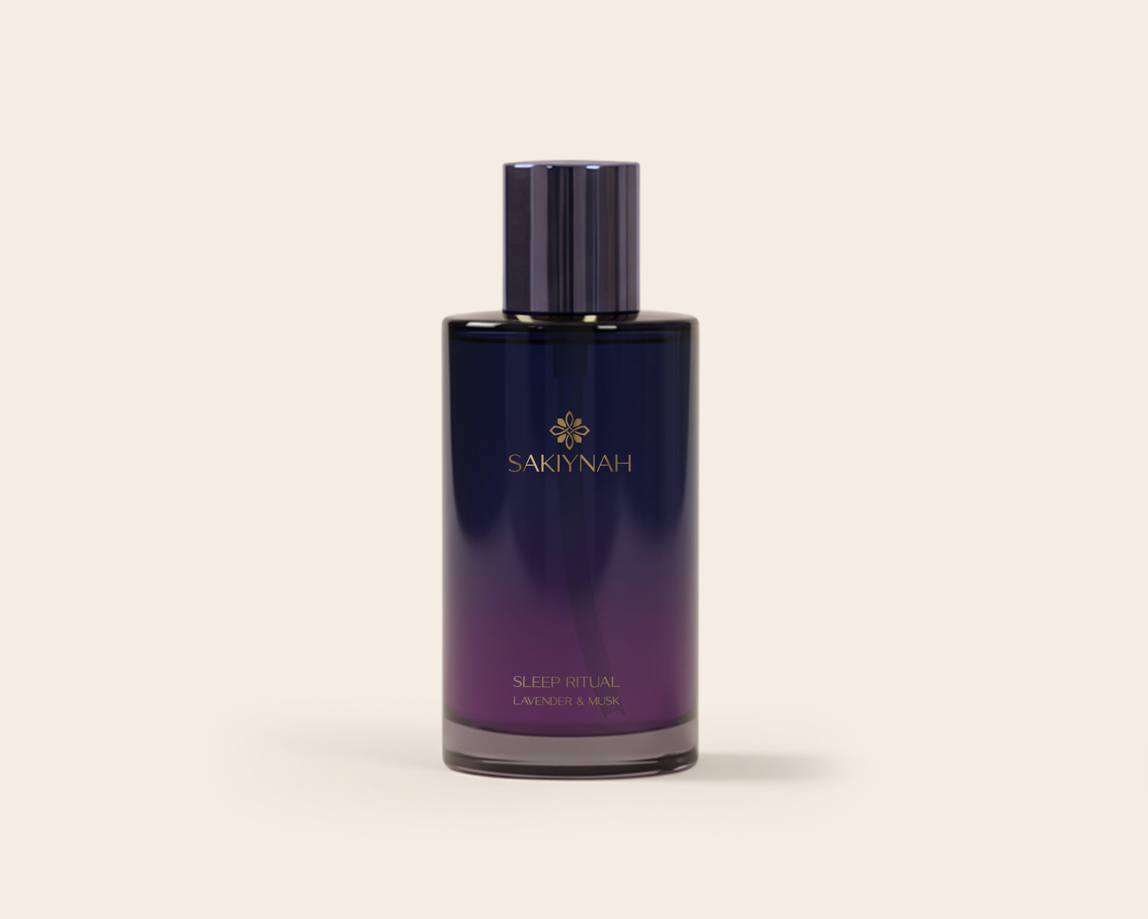 Sakiyah sleep mist bottle on a beige background