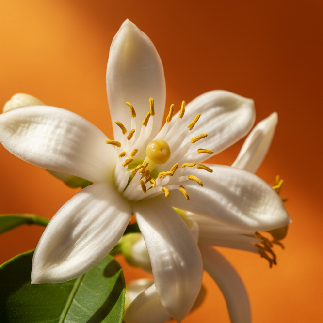 orange blossom on orange background. luxurious
